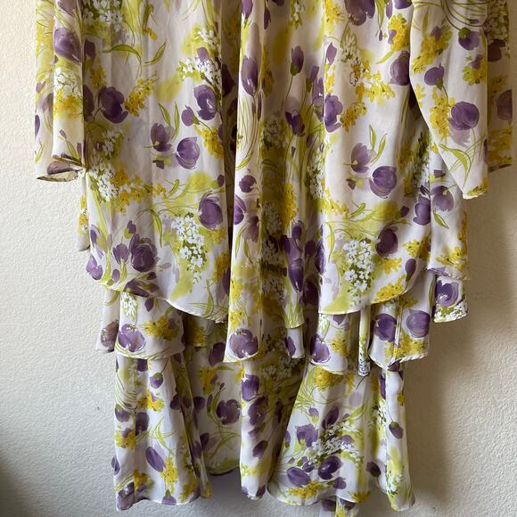 Vintage green‎ and purple floral 2 piece dress and jacket set size 3x - Picture 5 of 7